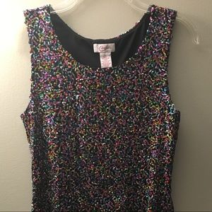 Black dress with multicolored sequins